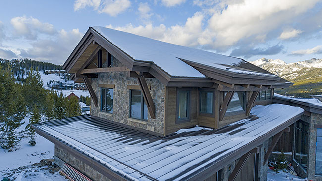 Close Up Exterior Beam Work Custom Build Big Sky Mt